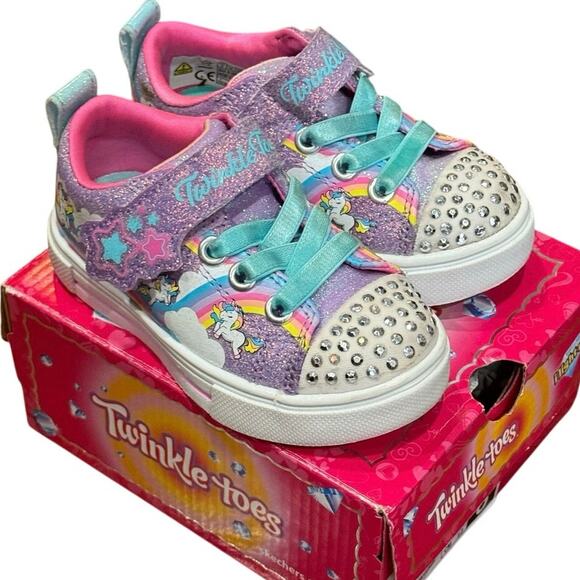 Skechers Kids Twinkle Toes Sparks Jumpin’ Clouds Light-Up Sneakers Toddler Sz.6 - Picture 1 of 16